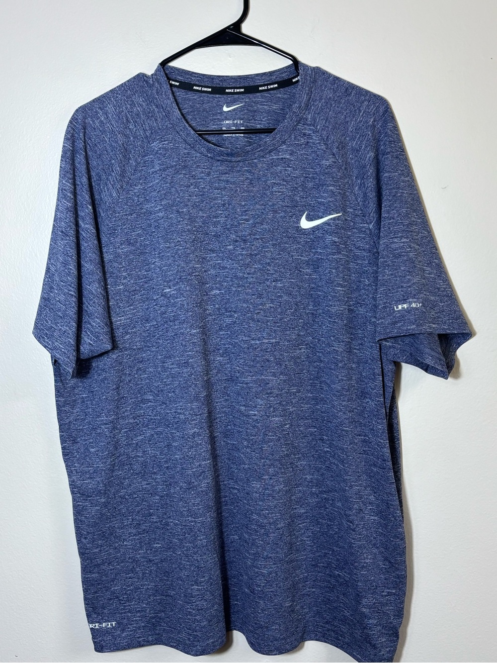 Nike Swim Mens Stretch Performance Blue Shirt UPF 40+ Short Sleeve Size XXL
